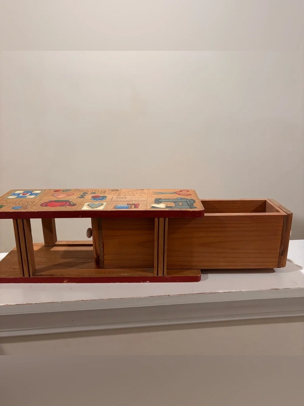 Dianna Mercum Sewing Notions Box: Painted Wooden Drawer